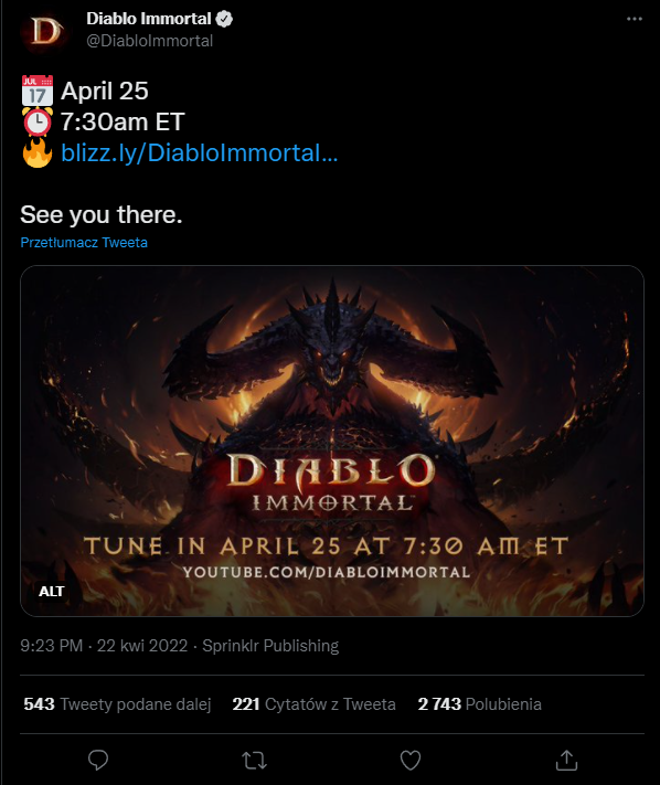 Premiera Diablo Immortal ogłoszenie na pokazie
